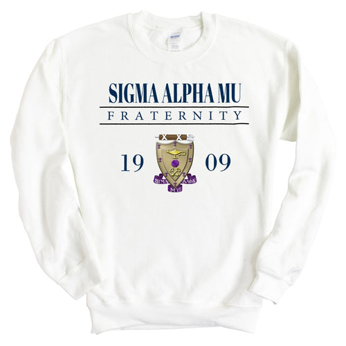 Sigma Alpha Mu Sweatshirt - Sammy Large Crest Crewneck Sweatshirt - Kite and Crest