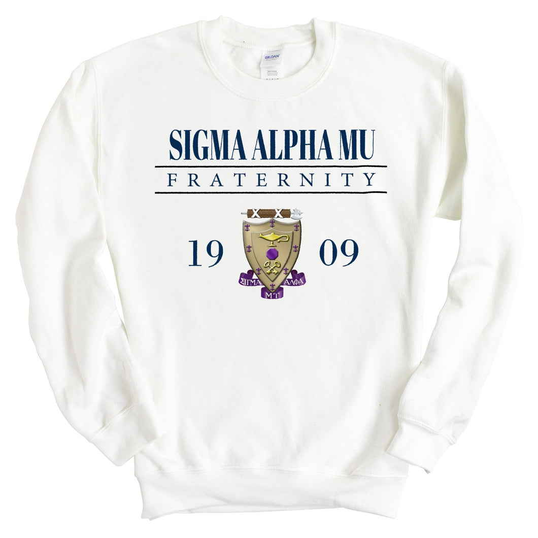 Sigma Alpha Mu Sweatshirt - Sammy Large Crest Crewneck Sweatshirt - Kite and Crest