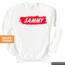 Load image into Gallery viewer, Sigma Alpha Mu Sweatshirt - Sammy Red Slash Crewneck Sweatshirt - Kite and Crest
