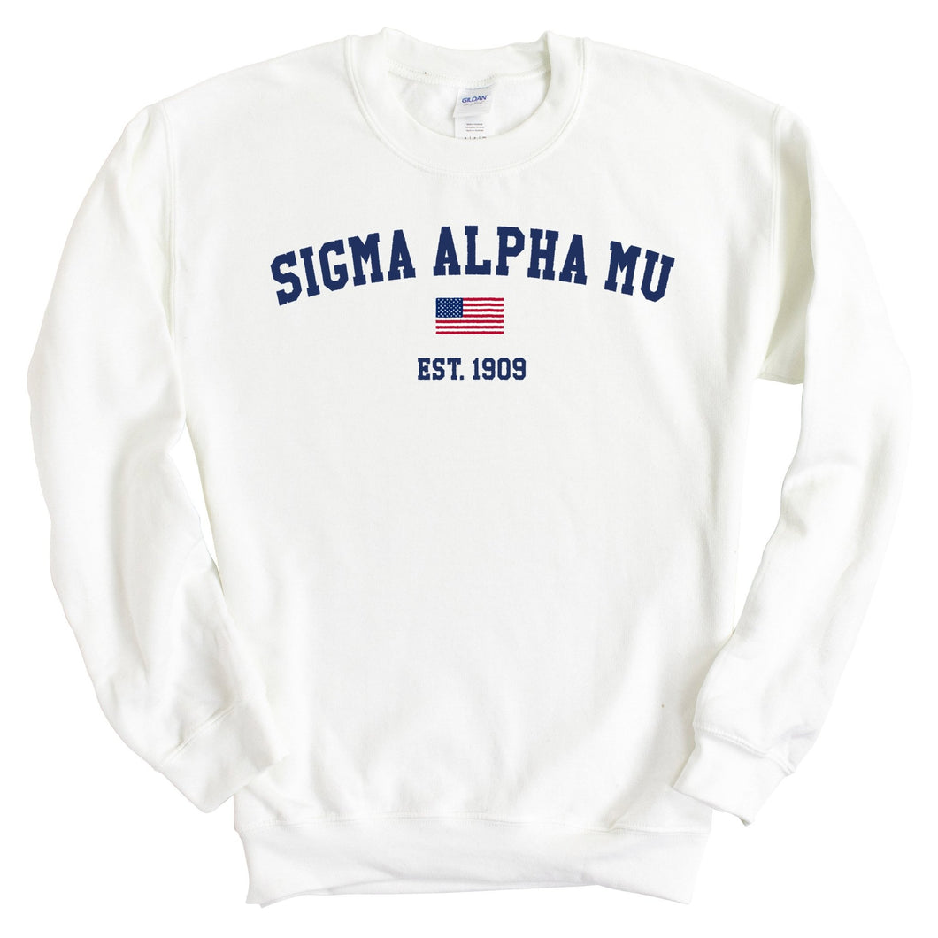 Sigma Alpha Mu Sweatshirt - Sammy USA Flag Crewneck Sweatshirt - Kite and Crest