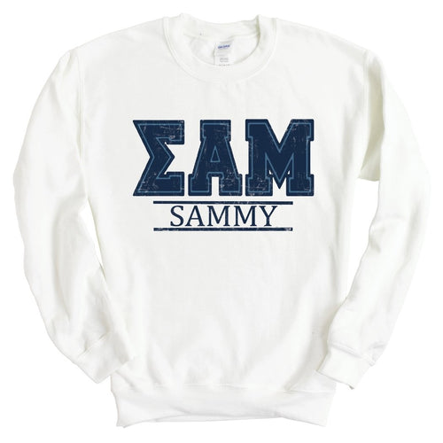 Sigma Alpha Mu Sweatshirt - Sammy Washed Letters Crewneck Sweatshirt - Kite and Crest