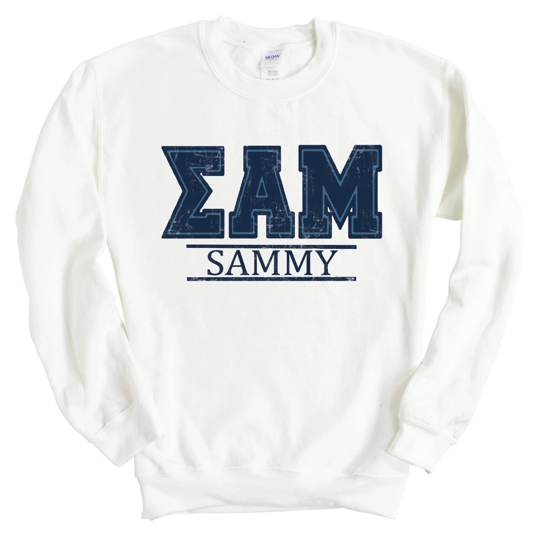 Sigma Alpha Mu Sweatshirt - Sammy Washed Letters Crewneck Sweatshirt - Kite and Crest