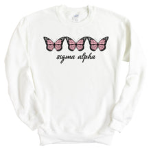 Load image into Gallery viewer, Sigma Alpha Three Butterflies Crewneck Sweatshirt - Kite and Crest
