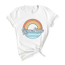 Load image into Gallery viewer, Sigma Alpha Wavy Rainbow T-shirt - Kite and Crest
