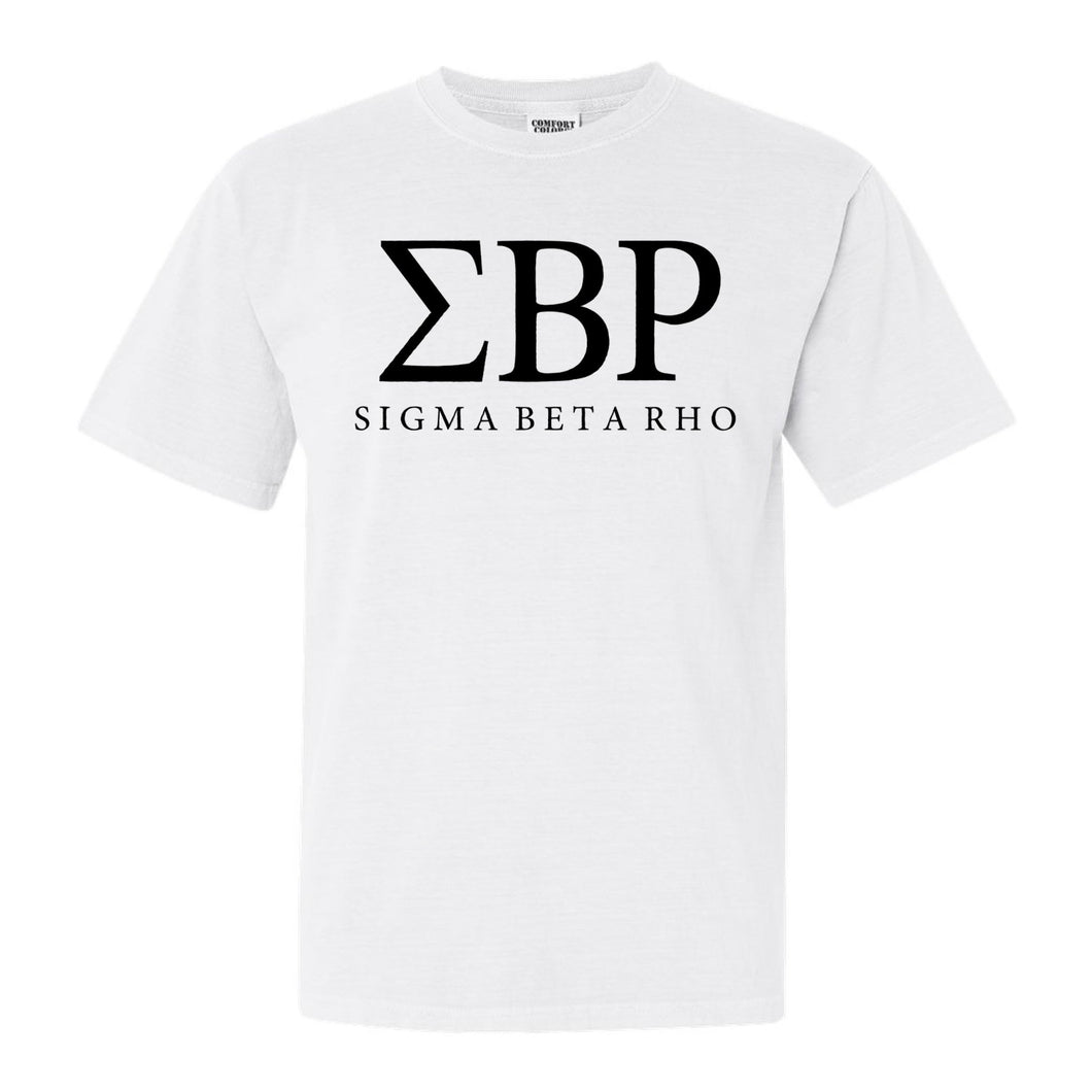 Sigma Beta Rho Block Letter Comfort Colors T-Shirt - Fraternity Tee - Kite and Crest