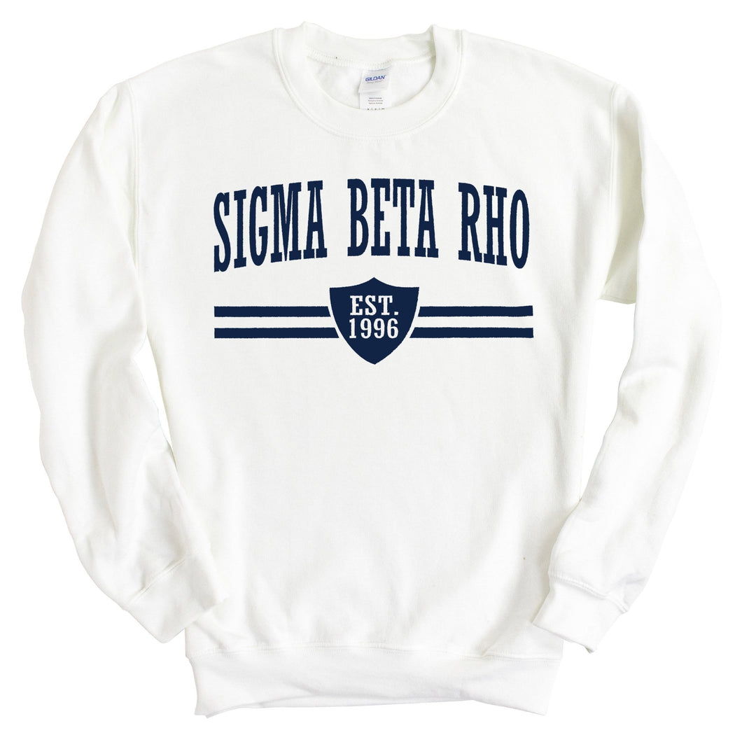 Sigma Beta Rho Striped Shield Sweatshirt - Fraternity Crewneck Sweatshirt - Kite and Crest