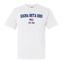 Load image into Gallery viewer, Sigma Beta Rho USA Flag Comfort Colors T-Shirt - Fraternity Tee - Kite and Crest
