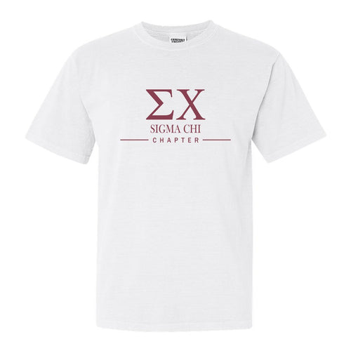 Sigma Chi Comfort Colors T-Shirt - Sig Chi Basic Lined Shirt - Kite and Crest