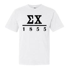 Load image into Gallery viewer, Sigma Chi Comfort Colors T-Shirt - Sig Chi Black Letters Shirt - Kite and Crest
