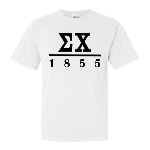 Sigma Chi Comfort Colors T-Shirt - Sig Chi Black Letters Shirt - Kite and Crest