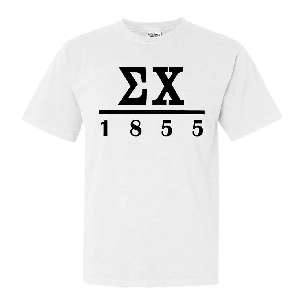 Sigma Chi Comfort Colors T-Shirt - Sig Chi Black Letters Shirt - Kite and Crest