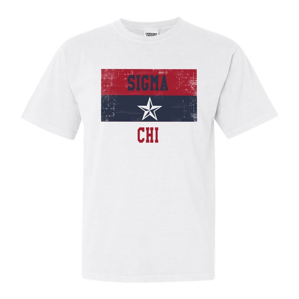 Sigma Chi Comfort Colors T-Shirt - Sig Chi Colorful Stripe Shirt - Kite and Crest