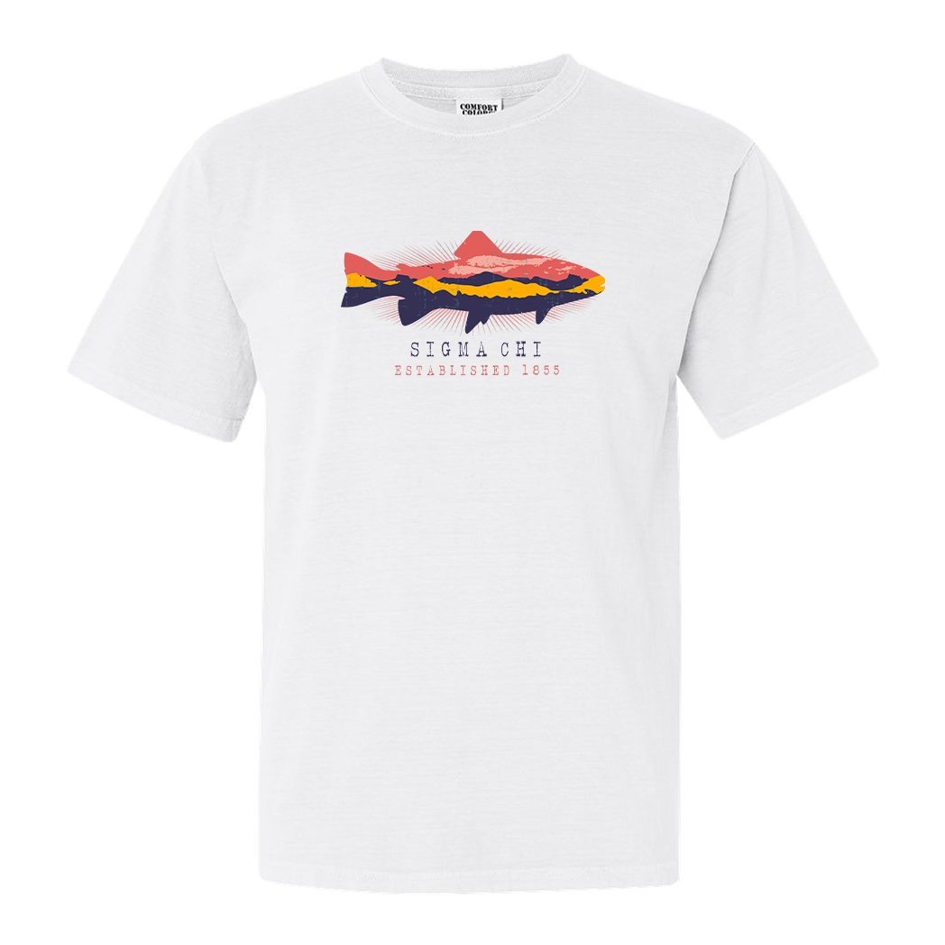 Sigma Chi Comfort Colors T-Shirt - Sig Chi Fishing Shirt - Kite and Crest