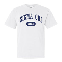 Load image into Gallery viewer, Sigma Chi Comfort Colors T-Shirt - Sig Chi Fraternal Arch Shirt - Kite and Crest
