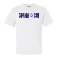 Load image into Gallery viewer, Sigma Chi Comfort Colors T-Shirt - Sig Chi Fraternal Star Shirt - Kite and Crest
