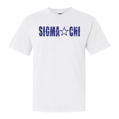 Sigma Chi Comfort Colors T-Shirt - Sig Chi Fraternal Star Shirt - Kite and Crest