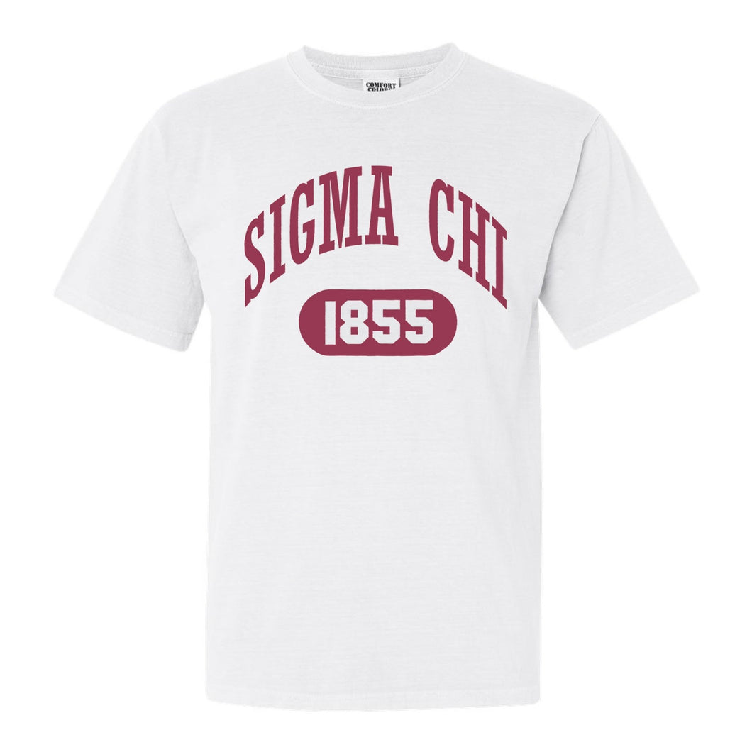 Sigma Chi Comfort Colors T-Shirt - Sig Chi Large Athletic Shirt - Kite and Crest