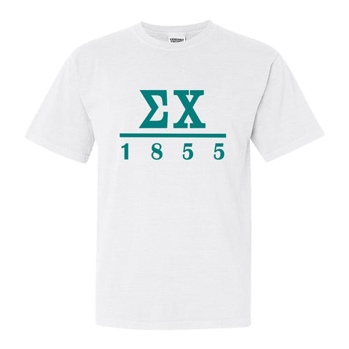 Sigma Chi Comfort Colors T-Shirt - Sig Chi Lettered Basic Shirt - Kite and Crest