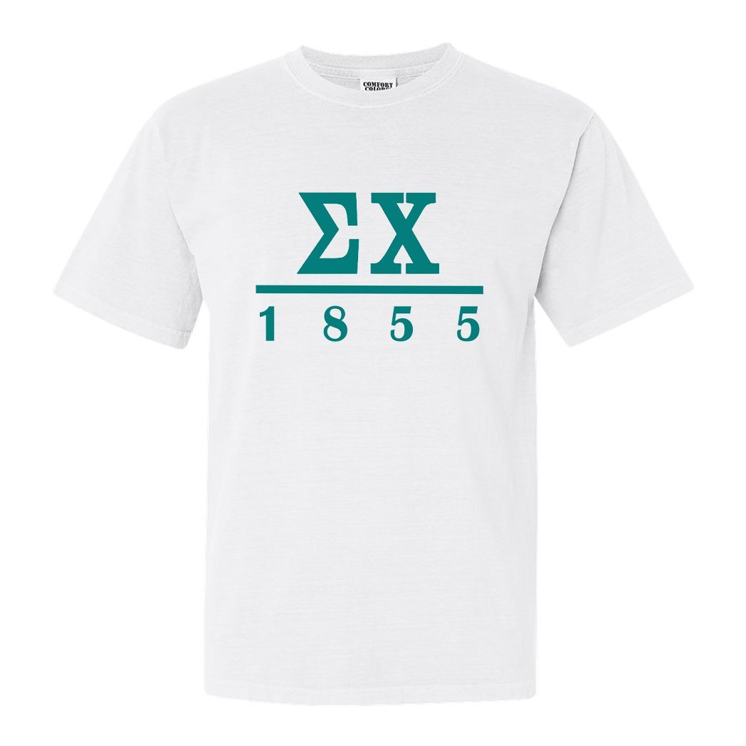 Sigma Chi Comfort Colors T-Shirt - Sig Chi Lettered Basic Shirt - Kite and Crest