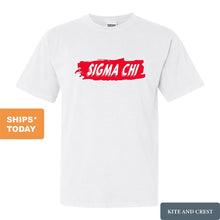 Load image into Gallery viewer, Sigma Chi Comfort Colors T-Shirt - Sig Chi Red Slash Shirt - Kite and Crest
