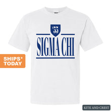 Load image into Gallery viewer, Sigma Chi Comfort Colors T-Shirt - Sig Chi Shield Shirt - Kite and Crest
