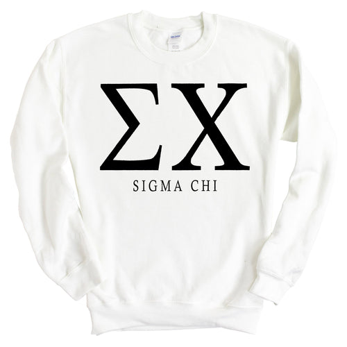 Sigma Chi Sweatshirt - Sigma Chi Block Letter Crewneck Sweatshirt - Kite and Crest