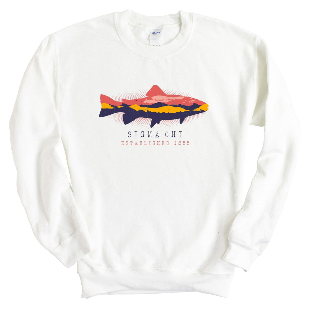 Sigma Chi Sweatshirt - Sigma Chi Fishing Crewneck Sweatshirt - Kite and Crest