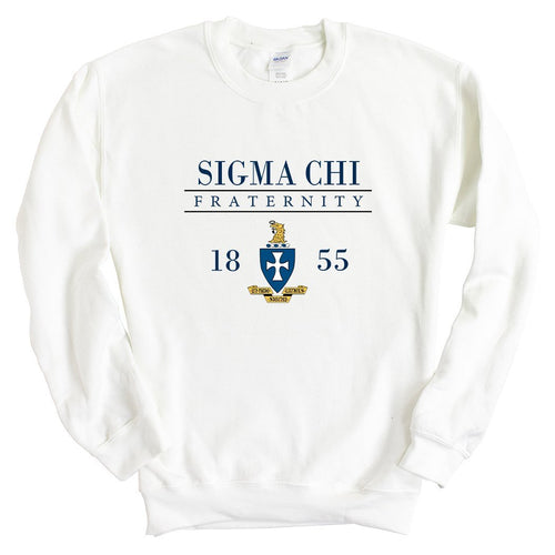 Sigma Chi Sweatshirt - Sigma Chi Large Crest Crewneck Sweatshirt - Kite and Crest