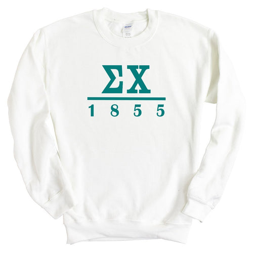 Sigma Chi Sweatshirt - Sigma Chi Lettered Basic Crewneck Sweatshirt - Kite and Crest