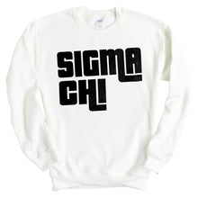 Load image into Gallery viewer, Sigma Chi Sweatshirt - Sigma Chi Stacked Letters Crewneck Sweatshirt - Kite and Crest
