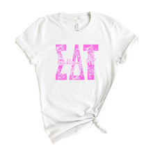 Load image into Gallery viewer, Sigma Delta Tau Pink Floral Sorority T-Shirt Shirt Tee - Kite and Crest
