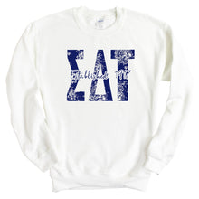 Load image into Gallery viewer, Sigma Delta Tau (Sig Delt) Blue Floral Sorority Crewneck Sweatshirt - Kite and Crest
