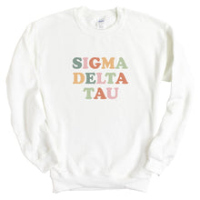 Load image into Gallery viewer, Sigma Delta Tau (Sig Delt) Bright and Colorful Sorority Crewneck Sweatshirt - Kite and Crest
