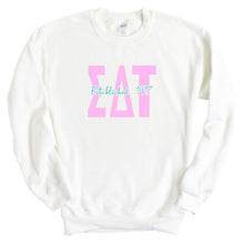 Load image into Gallery viewer, Sigma Delta Tau Sweatshirt - Sig Delt Bright Retro Crewneck Sweatshirt - Kite and Crest
