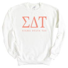 Load image into Gallery viewer, Sigma Delta Tau Sweatshirt | Sig Delt Colored Block Letters Crewneck Sweatshirt | Sigma Delta Tau Sorority Gift Idea - Kite and Crest

