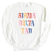 Load image into Gallery viewer, Sigma Delta Tau Sweatshirt | Sig Delt Retro Crewneck Sweatshirt | Sigma Delta Tau Sorority Gift Idea - Kite and Crest
