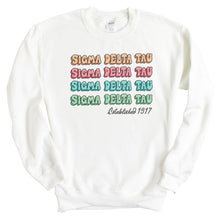 Load image into Gallery viewer, Sigma Delta Tau Sweatshirt - Sig Delt Stencil Crewneck Sweatshirt - Kite and Crest
