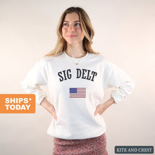 Load image into Gallery viewer, Sigma Delta Tau Sweatshirt - Sig Delt USA Crewneck Sweatshirt - Kite and Crest
