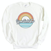 Load image into Gallery viewer, Sigma Delta Tau Sweatshirt - Sig Delt Wavy Rainbow Crewneck Sweatshirt - Kite and Crest
