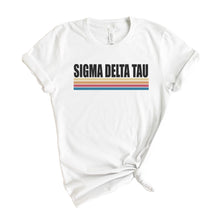 Load image into Gallery viewer, Sigma Delta Tau T-Shirt | Sig Delt Colorful Stripes Shirt | Sigma Delta Tau Sorority Gift Idea - Kite and Crest

