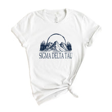 Load image into Gallery viewer, Sigma Delta Tau T-Shirt | Sig Delt Epic Mountains Shirt | Sigma Delta Tau Sorority Gift Idea - Kite and Crest
