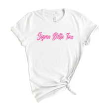 Load image into Gallery viewer, Sigma Delta Tau T-Shirt | Sig Delt Neon Pink Colored Shirt | Sigma Delta Tau Sorority Gift Idea - Kite and Crest
