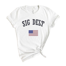 Load image into Gallery viewer, Sigma Delta Tau T-shirt - Sig Delt USA Tee - Kite and Crest
