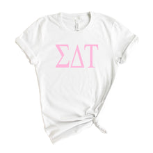 Load image into Gallery viewer, Sigma Delta Tau Very Pink Sorority T-Shirt Tee - Kite and Crest
