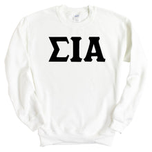 Load image into Gallery viewer, Sigma Iota Alpha Basic Black Letters Crewneck Sweatshirt - Kite and Crest
