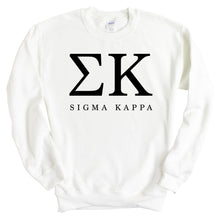 Load image into Gallery viewer, Sigma Kappa Block Letter Sorority Crewneck Sweatshirt - Kite and Crest
