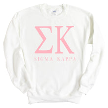 Load image into Gallery viewer, Sigma Kappa Pink Letter Sorority Crewneck Sweatshirt - Kite and Crest
