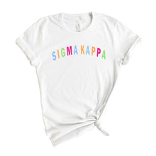 Load image into Gallery viewer, Sigma Kappa Rainbow Letter Sorority T-Shirt Tee - Kite and Crest
