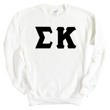 Load image into Gallery viewer, Sigma Kappa Sweatshirt | Sigma Kappa Basic Black Letters Crewneck Sweatshirt | Sigma Kappa Sorority Gift Idea - Kite and Crest
