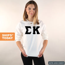 Load image into Gallery viewer, Sigma Kappa Sweatshirt | Sigma Kappa Basic Black Letters Crewneck Sweatshirt | Sigma Kappa Sorority Gift Idea - Kite and Crest
